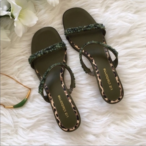 Liz Claiborne Shoes - Liz Claiborne Green Stone Kitten Heel Sandals